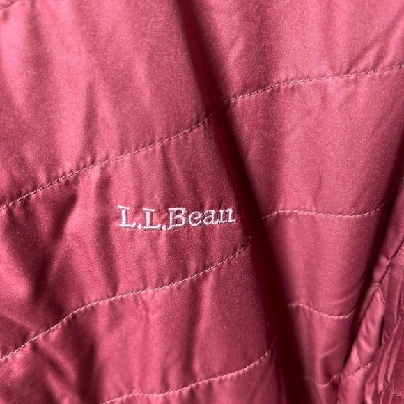 LL Bean Jacket Womens 1X Plus Burgundy Quilted PrimaLoft Fleece Lined Full Zip - Picture 3 of 6